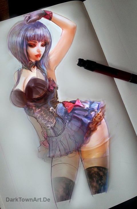 Dies ist eine Montage der digitalen Illustration über einem Foto der Bleistiftzeichnung :)