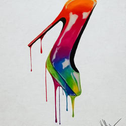 Dripping Heel – Rainbow Chrome High Heel