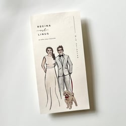 Hochzeitseinladungen mit Lineart-Illustration vom Paar R+L