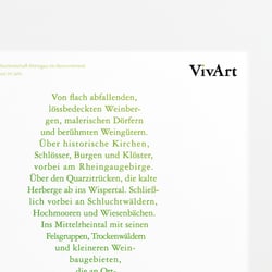 Typografische Anzeige für VivArt – das Magazin für Kunst und Lebensart (Wiesbaden und Rheingau)