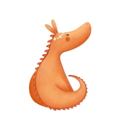Kleiner Drache mit Blumenkranz