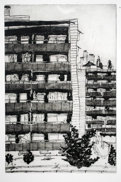 Idylle (Radierung und Aquatinta, 20×30cm, 2012)
