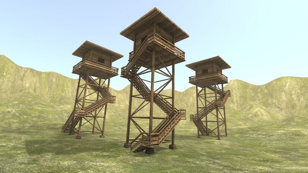 Ein Wachturm aus Holz
