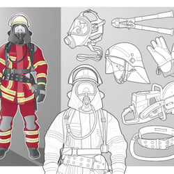 Vectorgrafik „Feuerwehrausrüstung“