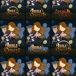 Diverse Logo-Konzepte für Anna’s Quest nach Dane Krams’ Vorlage