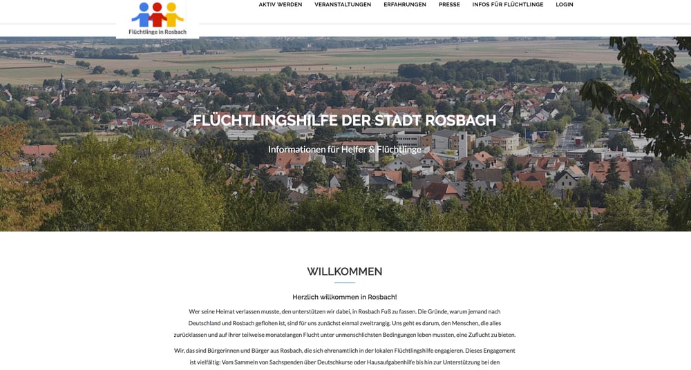 Website Flüchtlingshilfe Rosbach