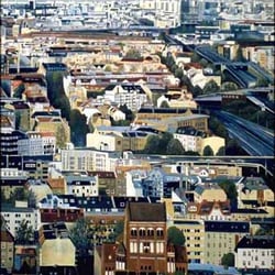 Berlin-Panorama Steglitz, Eitempera u. Öl/Lw, 120×100 cm, 1994