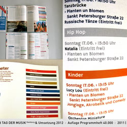 Erscheinungsbild TAG DER MUSIK Hamburg & Umsetzung 2012  · 2011 | 2012  ·  Auflage Programmheft 40.000