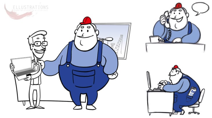 Character Design / Internetclip „Baufinder“  |  „Architekt & Karl vom Bau“