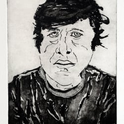 Selbstportrait (Radierung und Aquatinta, 15×20cm, 2011)