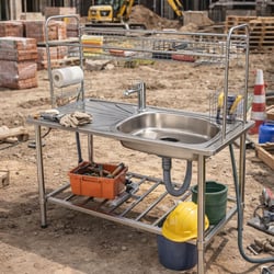 Edelstahl Outdoor Waschtisch mit Ablage & Aufsatz