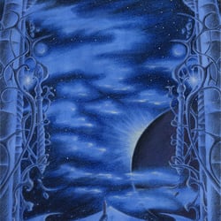 Blue Columns. Aquarell & Pastellkreide