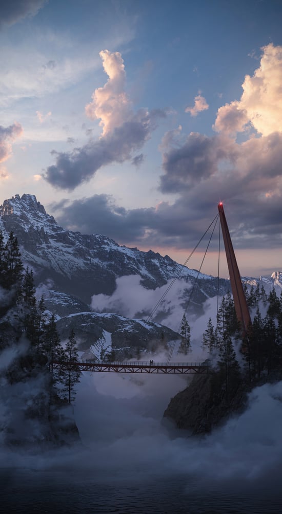 Außenvisualisierung einer Bergbrücke