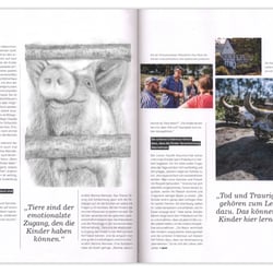 Anwendungsbeispiel meiner Illustration in der Magazin­gestaltung. Bleistiftzeichnung.