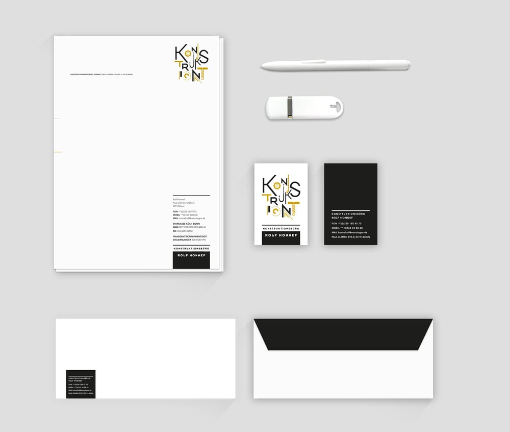 Logodesign, Geschäftspapiere, für Konstruktionsbüro Honnef