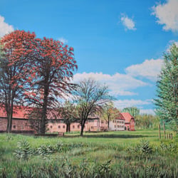 Kühkopf Hofgut Guntershausen / Acryl auf Sperrholzplatte