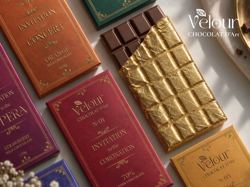 Velour Chocolat d’Art – chocolate packaging bran