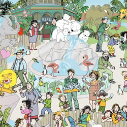 Wimmelbild Kinder- und Familienbildung Thema Zoo