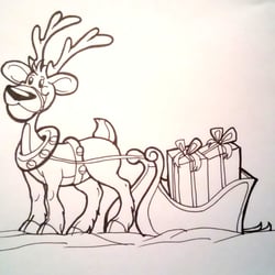Rentier mit Weihnachtsschlitten