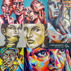 Ausstellung Carolyn Mielke, Malerei, Kunst Cottbus, Bunte Gesichter, Popart
