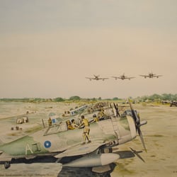 Burma/Cittagong  1945. 135. Fighter Squadron der RAF / Aquarell auf Malkarton