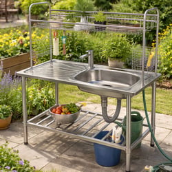 Garten Spülstation Edelstahl Komplett