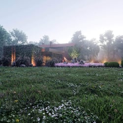Architekturrendering Außenansicht Garten