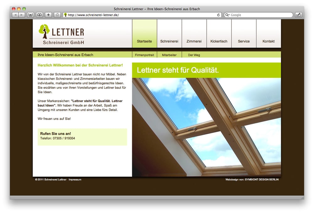 Startseite der Website