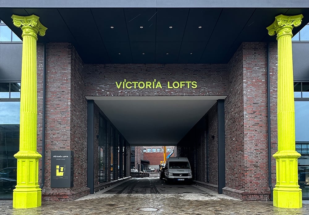 Offakamp Victorialofts Eingang Säulen