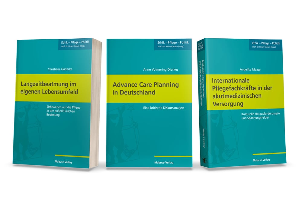 Gestaltung des Einbandes für die Buchreihe »Ethik – Pflege – Politik« des Mabuse-Verlags