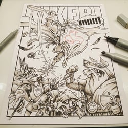 Graustufen mit Alkoholmarkern auf Bristolkarton