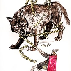 „Fenris wolf“  40×30cm fineliner/ marker/ papier