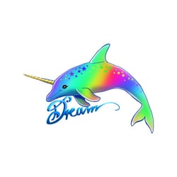 Delfin mit Schriftzug „Dream“ (Handgezeichnet)