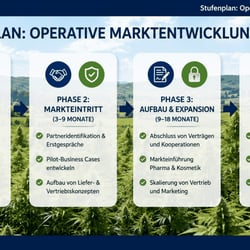 Entwicklung einer visuellen Roadmap für Markteintritt, Expansion und langfristige internationale Marktentwicklung.