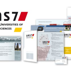 Fachhochschulkonsortium UAS7 Logo-Entwicklung, Webdesign für CMS, Printmedien