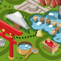 Japanischer Garten (isometrische Vektorgrafik)