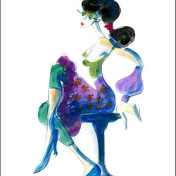 Fashion illustration, watercolour and pencil