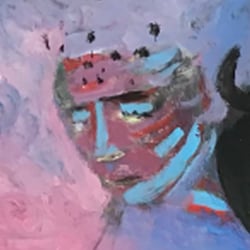 Vom Abendgang des Unterlands – Ölpastell und Acryl auf Holz 120×100cm