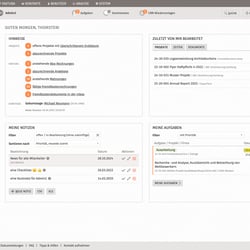 ProSonata Startseite mit Dashboard