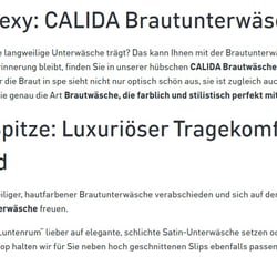 Calida Brautunterwäsche Text