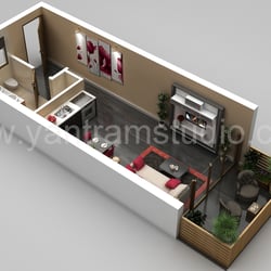 3D kleinen Haus Grundriss Rendering