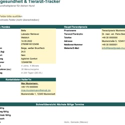 Hunde-Gesundheitstracker – Excel Dashboard & Datenmanagement