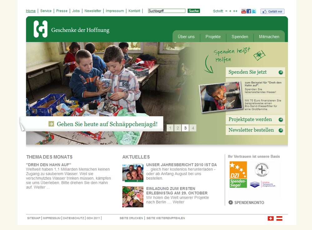 Scrennshot der Website