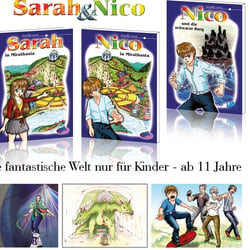Werbung zur Buchreihe „Sarah & Nico“ (Veronika Aretz)