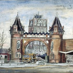 Borsig Tor, Tegel, Radierung, aquarelliert, 24×32 cm, 1988