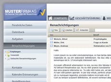 Entwurf einer grafischen Benutzeroberfläche für eine webbasierte Unternehmenssoftware.