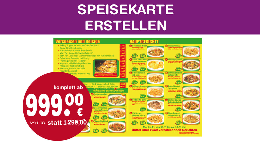 Speisekarte erstellen | Layout gestalten