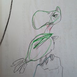Vogel mit Grün