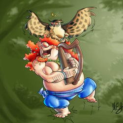Kinderbuch-Illustration: Dagdas Harfenspiel