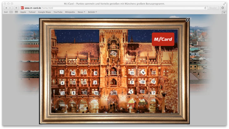 Startseite des M//Card Adventskalenders